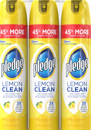 Pledge Furniture Enhancing Polish Spray, Lemon, 14.2 Ounce (Pack of 3)