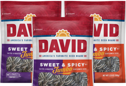 David Sweet & Spicy Jumbo Sunflower Seeds, 5.25 oz (Pack of 3)