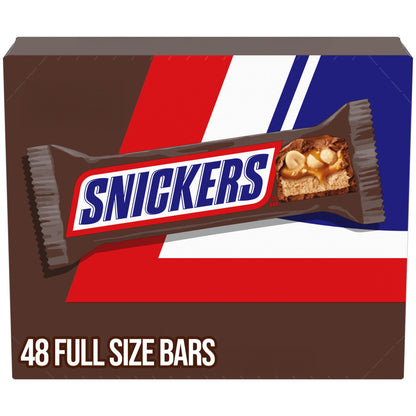 Snickers Full Size Bulk Chocolate Candy Bars - 1.86 oz Bar - 48 ct Box