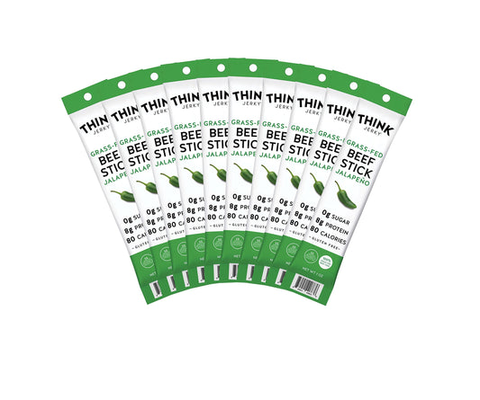 Think Jerky Jalapeno Beef Sticks, Gluten and Sugar Free, No Nitrates, Keto Paleo Friendly High Protein Low Carb Meat Snack - 1.0 oz Sticks, 20 Pack