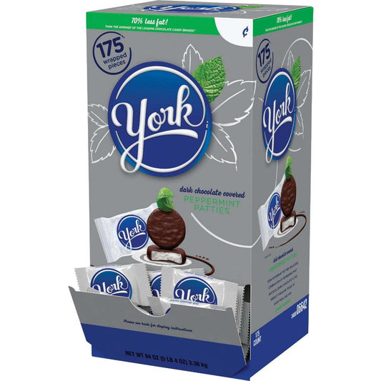 YORK Dark Chocolate Peppermint Patties, Candy Bulk Box, 84 oz (175 Pieces)