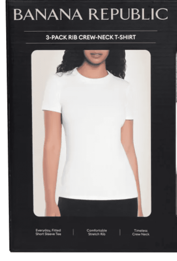 Banana Republic Women's Ribbed Crewneck T-Shirt, 3-pack Large