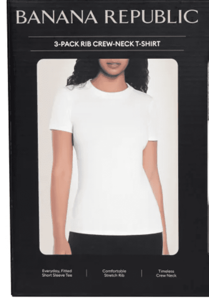 Banana Republic Women's Ribbed Crewneck T-Shirt, 3-pack Large