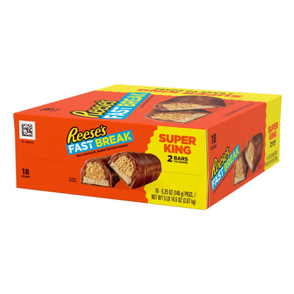 REESES FAST BREAK (MILK CHOCOLATE, PEANUT BUTTER & NOUGAT) SUPER KING SIZE BAR BOX
