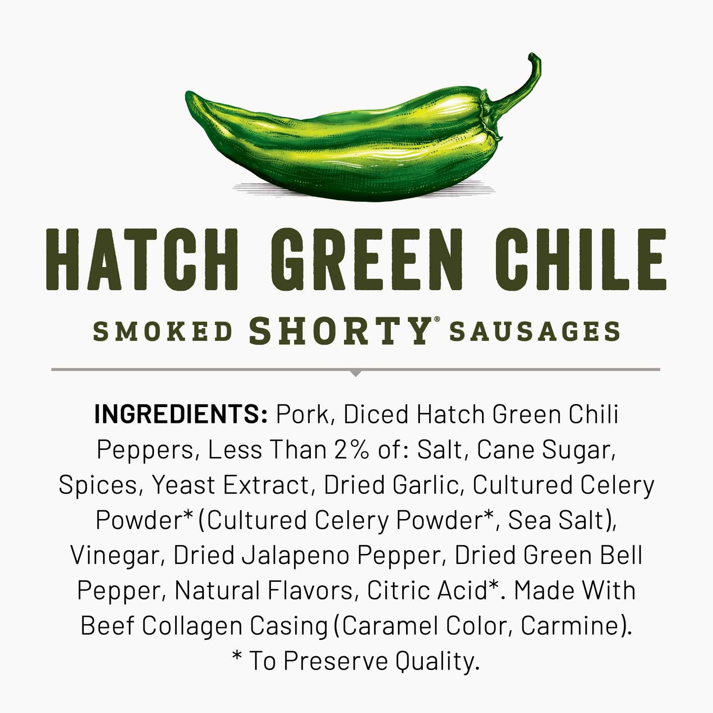 Duke's Pork Hatch Green Chile Smoked Shorty Sausages, 7g Protein Per Serving, 5 oz.