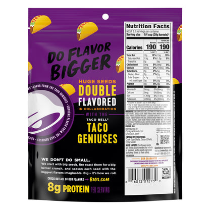 Bigs Taco Bell Taco Supreme Sunflower Seeds, Keto Friendly Snack, Low Carb Lifestyle, 5.35 oz. Bag