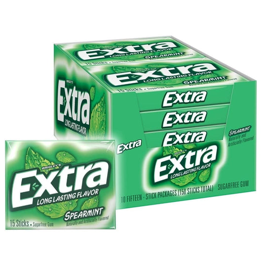 Extra Spearmint Sugar Free Chewing Gum Slim Packs - 10 Ct Bulk Bo