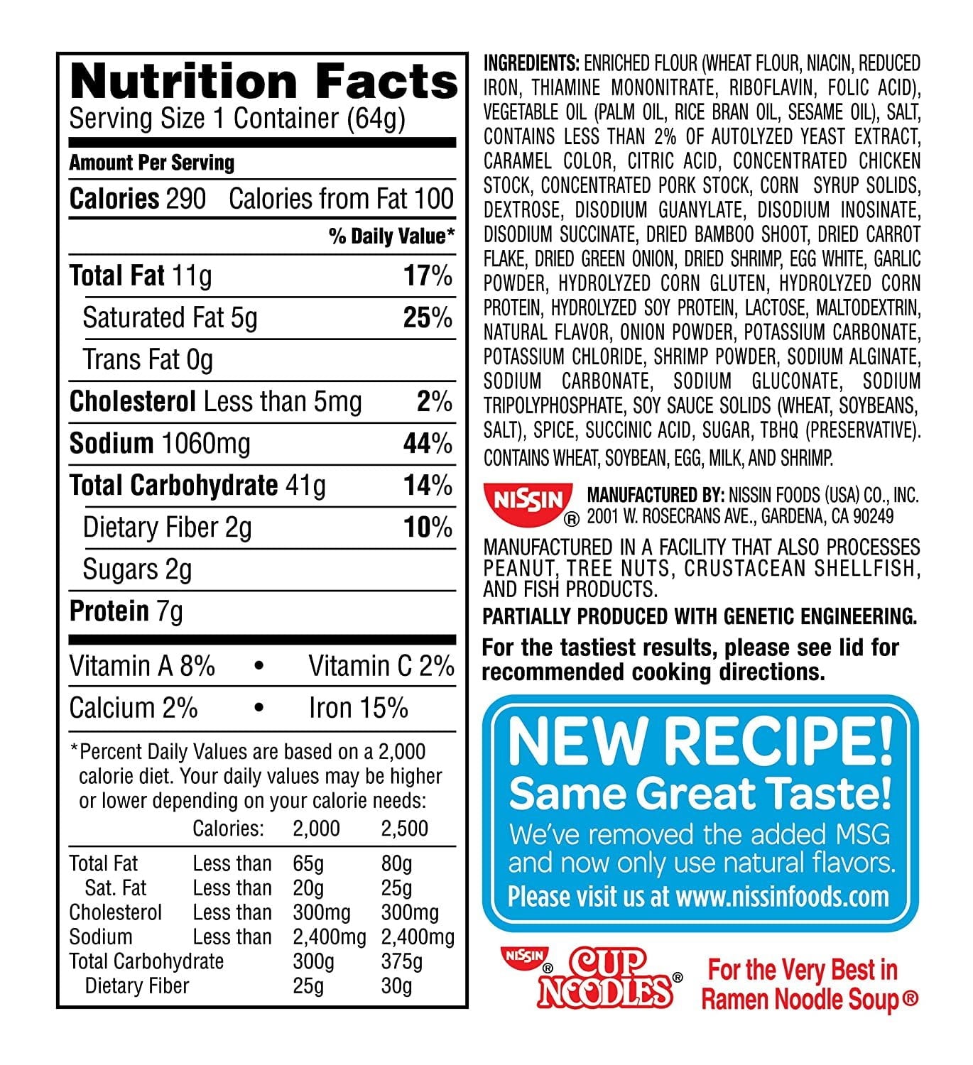 Nissin Cup Noodles Shrimp Flavor, 24-pack
