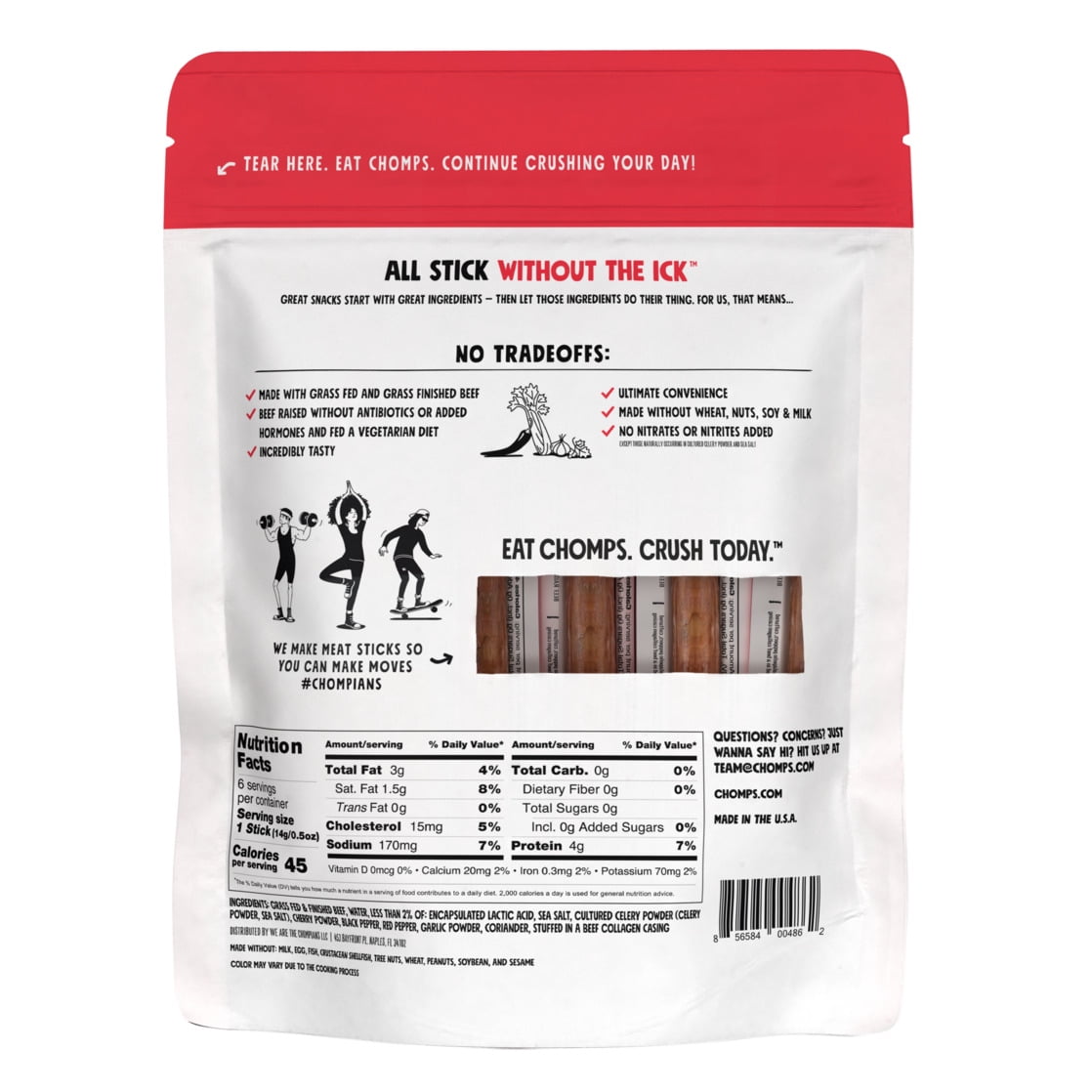 Chomplings Original Beef Mini Jerky Meat Sticks, 4g of Protein (6 Count)