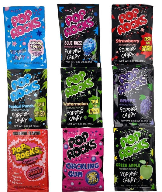 Pop-Rocks Variety 9 Flavor Pack by Inspired Candy, Set Includes One Pouch Each of Nine Flavors