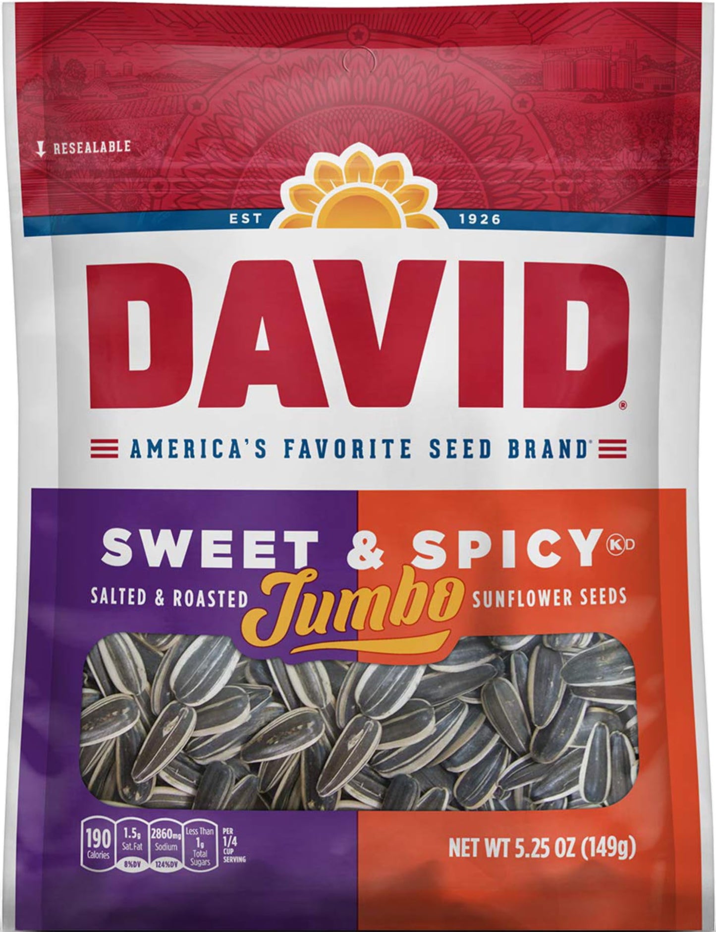 David Sweet & Spicy Jumbo Sunflower Seeds, 5.25 oz (Pack of 3) with By The Cup Baseball Card