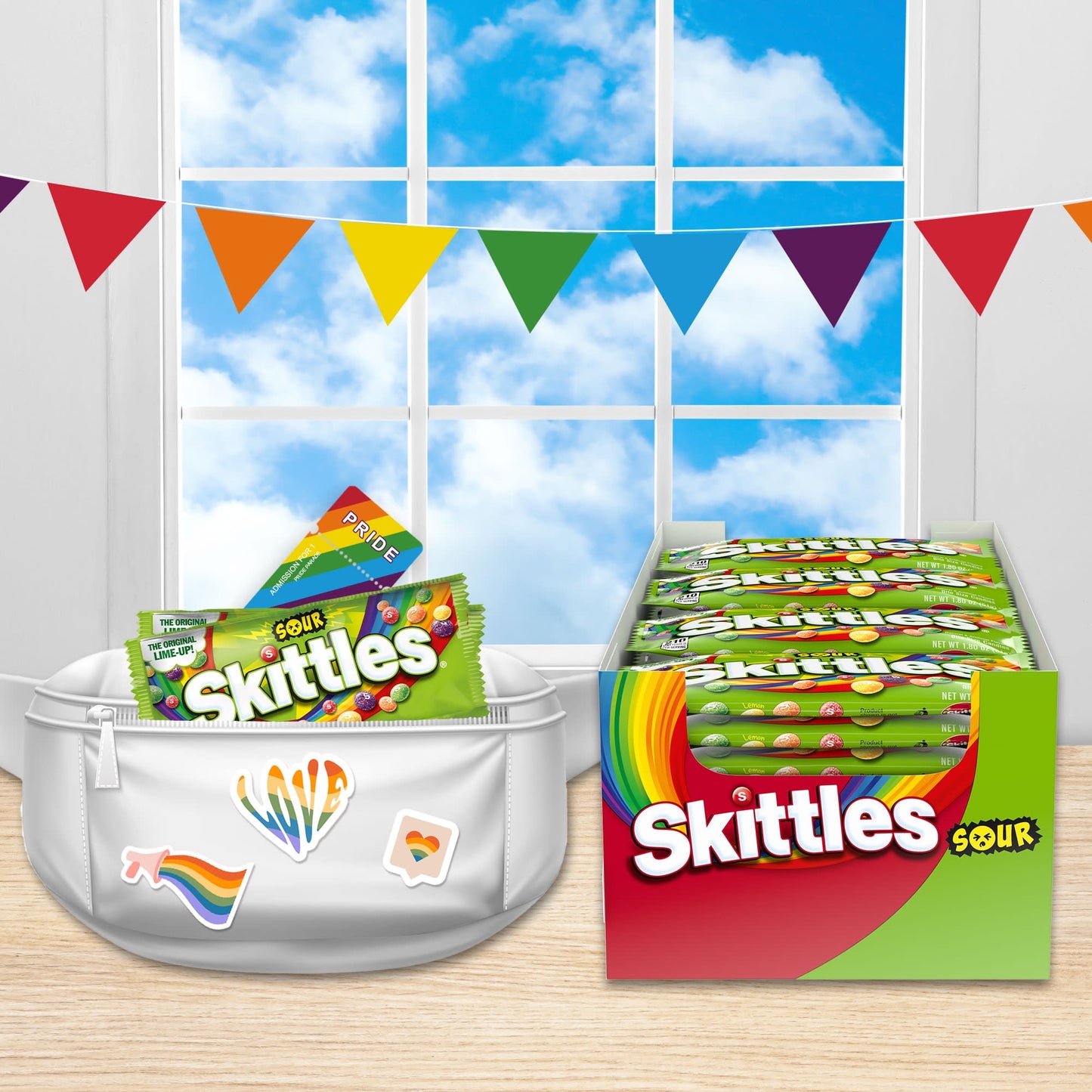 Skittles Sours Chewy Candy Full Size Packs - 24 Ct Bulk Box