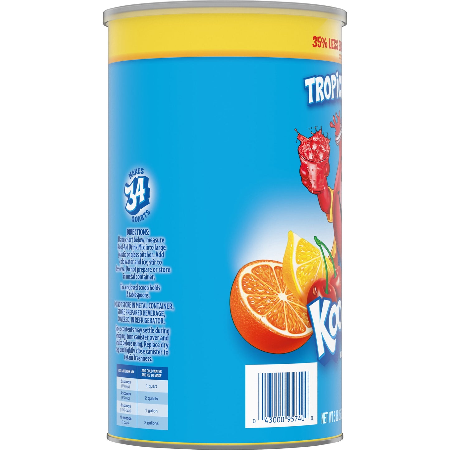 Kool-Aid Sugar-Sweetened Tropical Punch Artificially Flavored Powdered Soft Drink Mix, 5.16 lb Canister