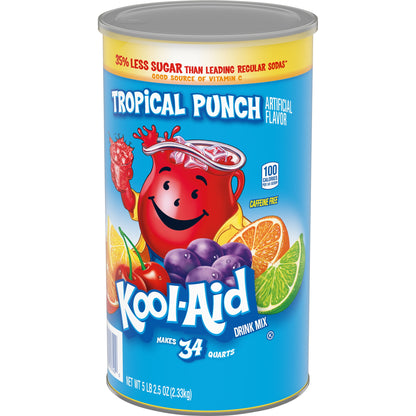 Kool-Aid Sugar-Sweetened Tropical Punch Artificially Flavored Powdered Soft Drink Mix, 5.16 lb Canister