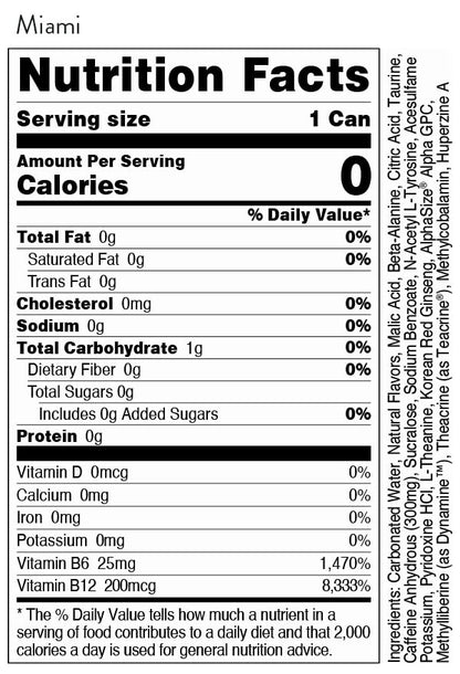 Bucked Up Energy Drink, Miami, 12 Cans, 16 fl oz, 300 mg Caffeine