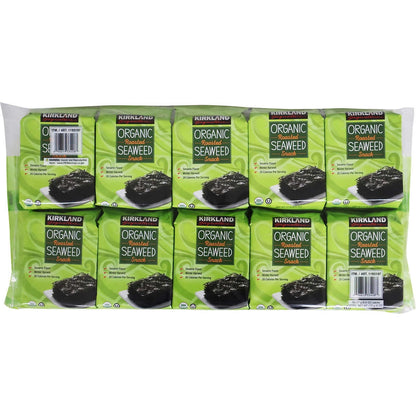 Kirkland Signature Organic Roasted Seaweed with Sesame Oil 0.6 Ounce (10 Count)