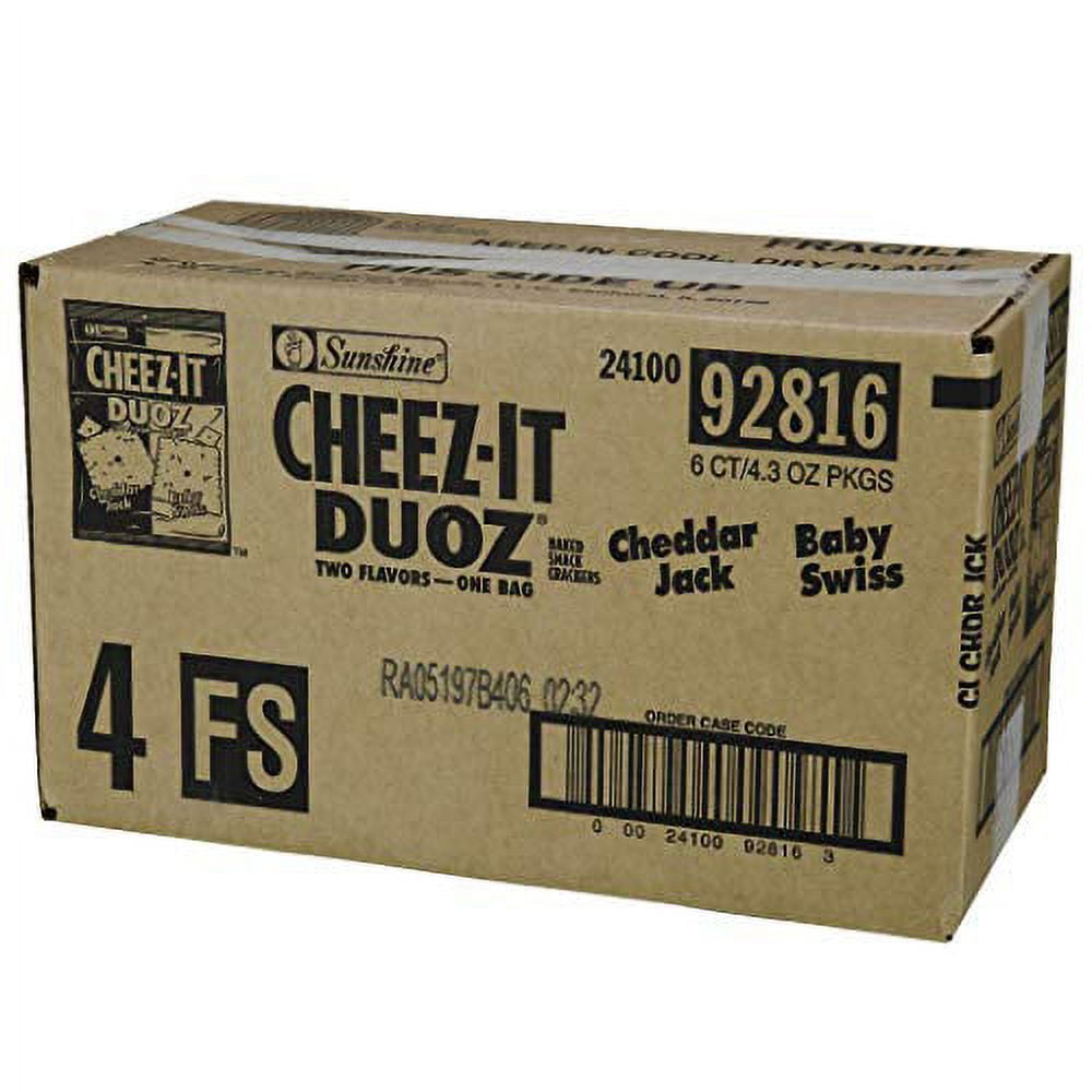 Keebler Cheez-It Duoz Cheddar/Parmesan Crackers - Sharp Cheddar, Parmesan - Carton - 4.30 oz - 6 / Carton