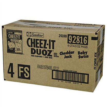 Keebler Cheez-It Duoz Cheddar/Parmesan Crackers - Sharp Cheddar, Parmesan - Carton - 4.30 oz - 6 / Carton