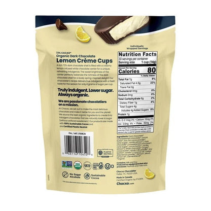 ChocXO Organic Dark Chocolate Lemon Creme Cups, 14.8 Ounce