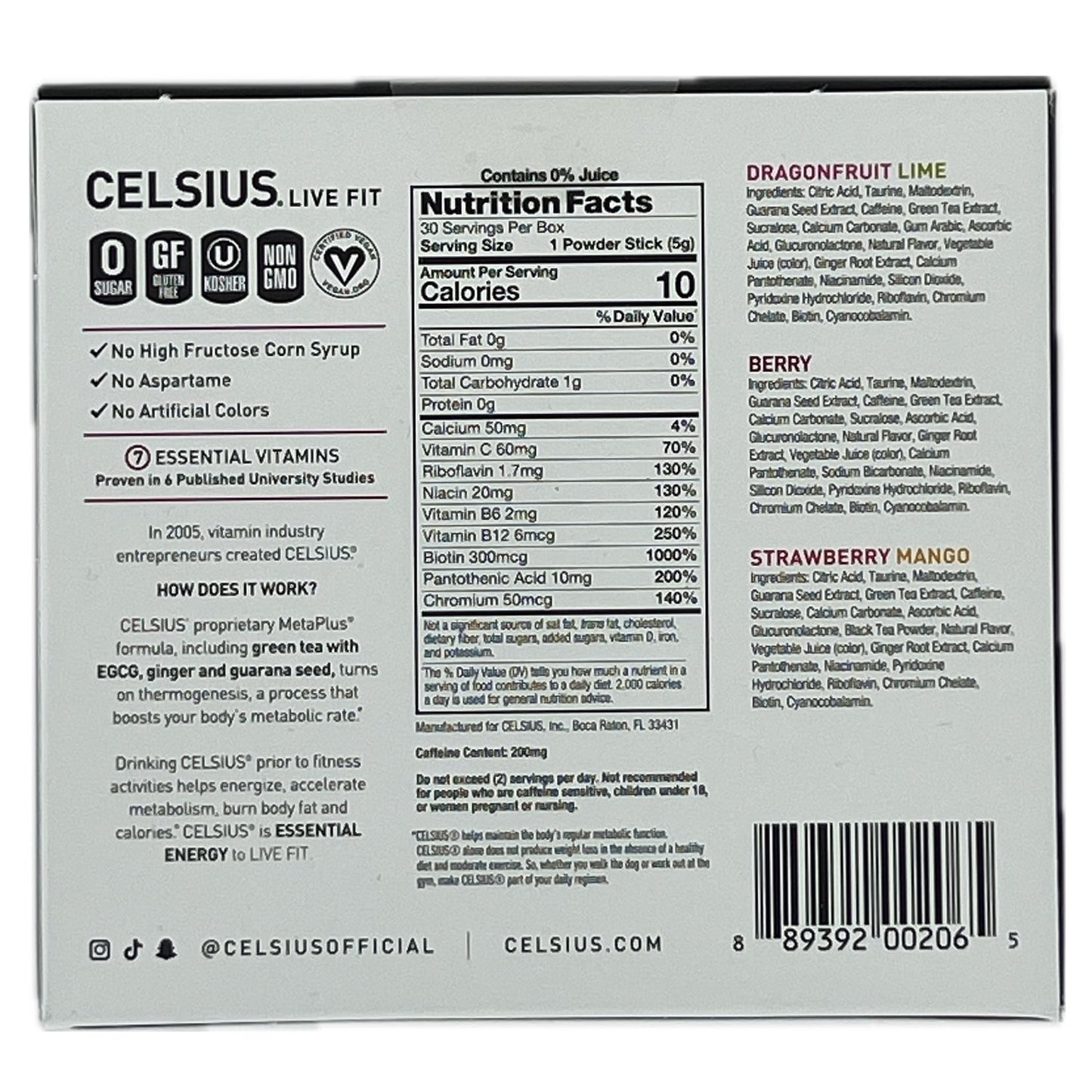 Celsius Essential Energy On the Go Energy Powder Sticks, Variety (30 Count)