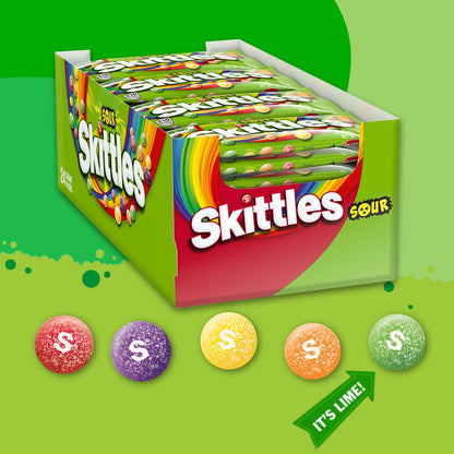 Skittles Sours Chewy Candy Full Size Packs - 24 Ct Bulk Box