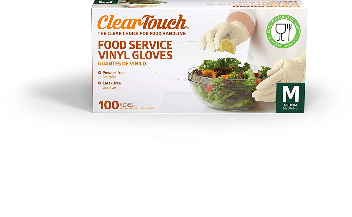 Clear-Touch Food Service Vinyl Gloves, Medium, 300 ct