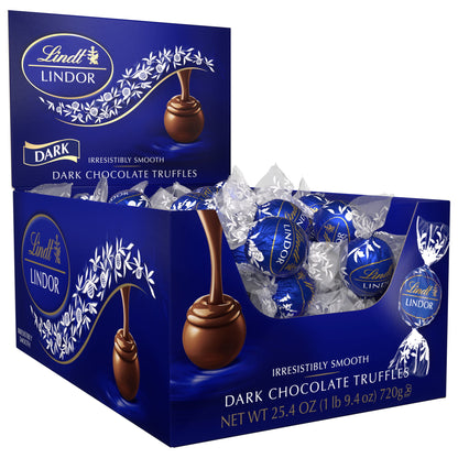 Lindt Lindor Dark Chocolate Candy Truffles, 25.4 oz., 60 Count