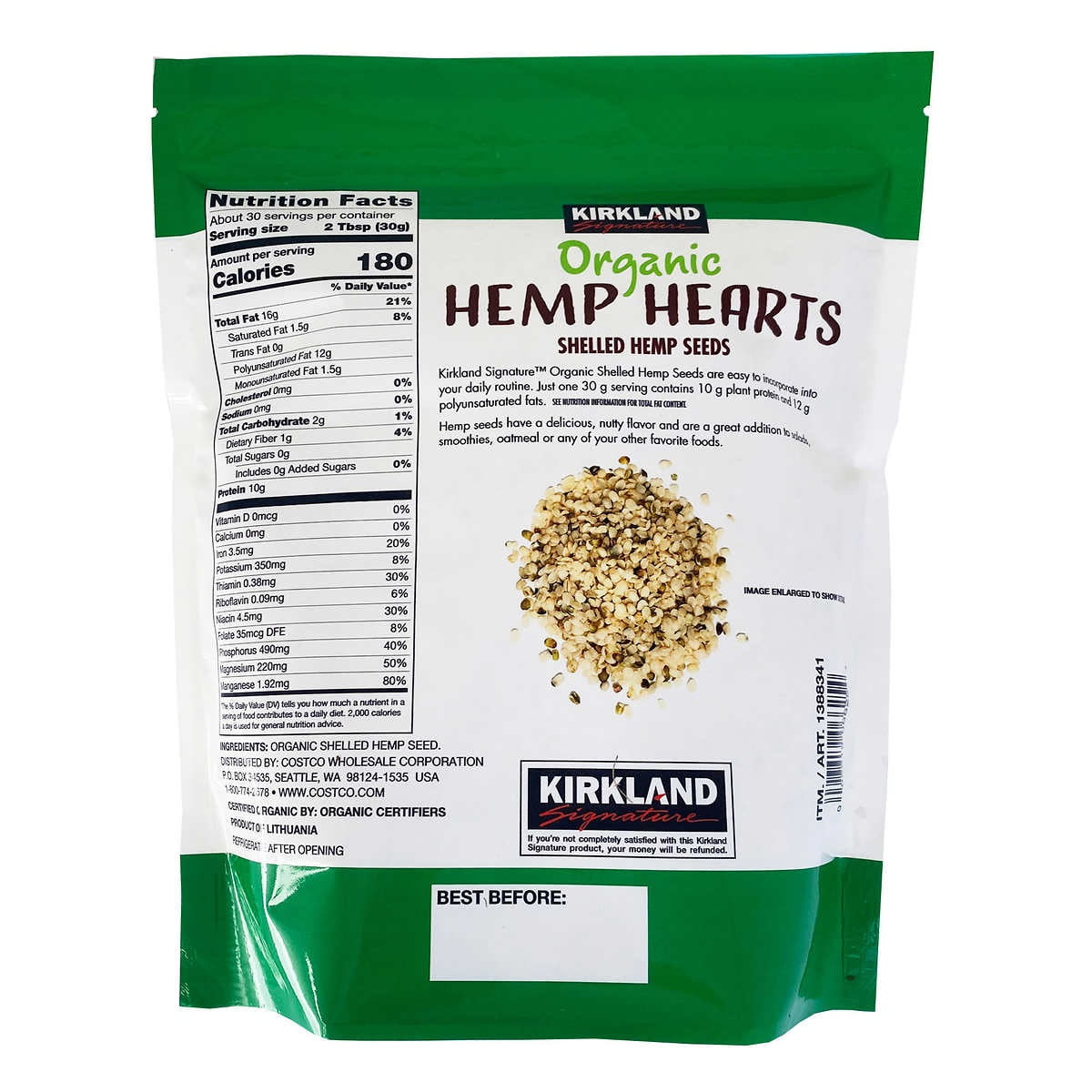 Kirkland Signature Organic Hemp Hearts, 32 Ounce