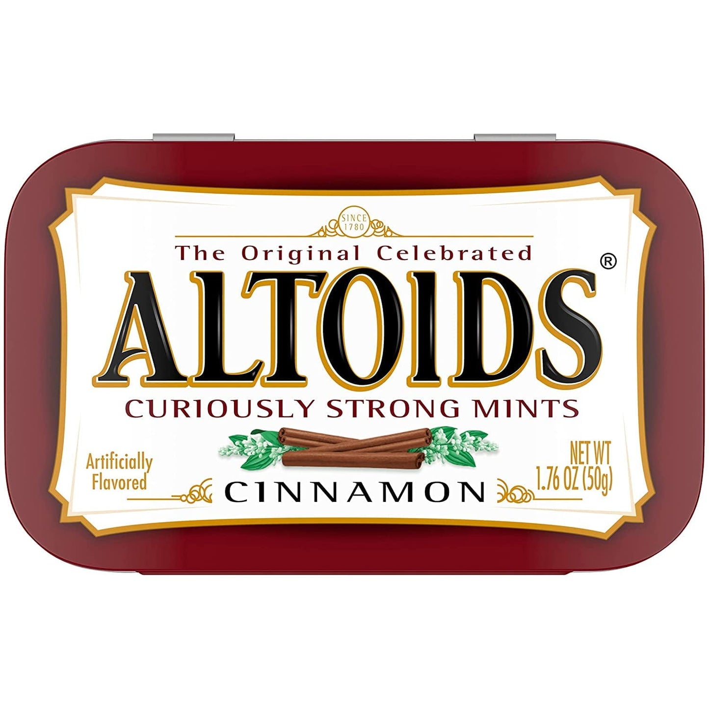 Mars Wrigley Confectionery ALTOIDS Curiously Strong Breath Mints,Individual Packs,1.76-Ounce Tins -Spearmint Wintergreen Great For Holidays, Parties, Gifts & More! (Cinnamon 1.76 Ounce, 3) Multicolor