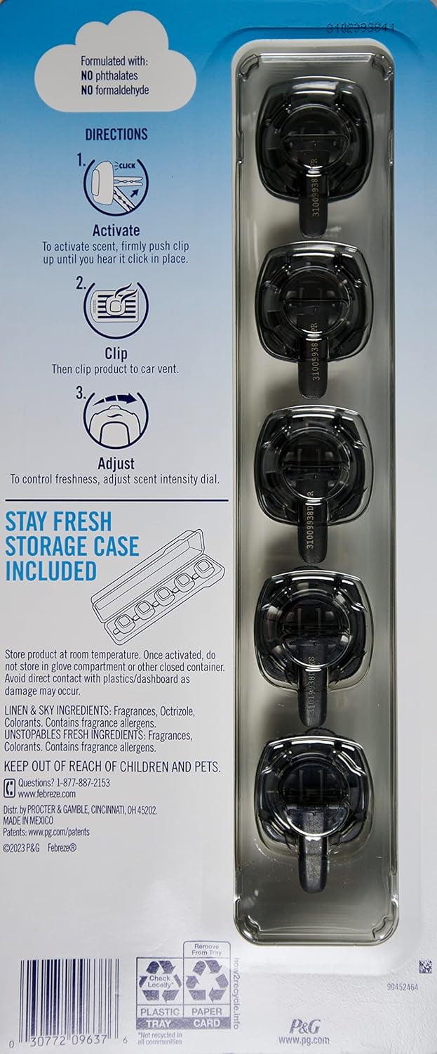 FEBREZE AIR FRESHENER 5 PACK CAR AIR VENT CLIPS