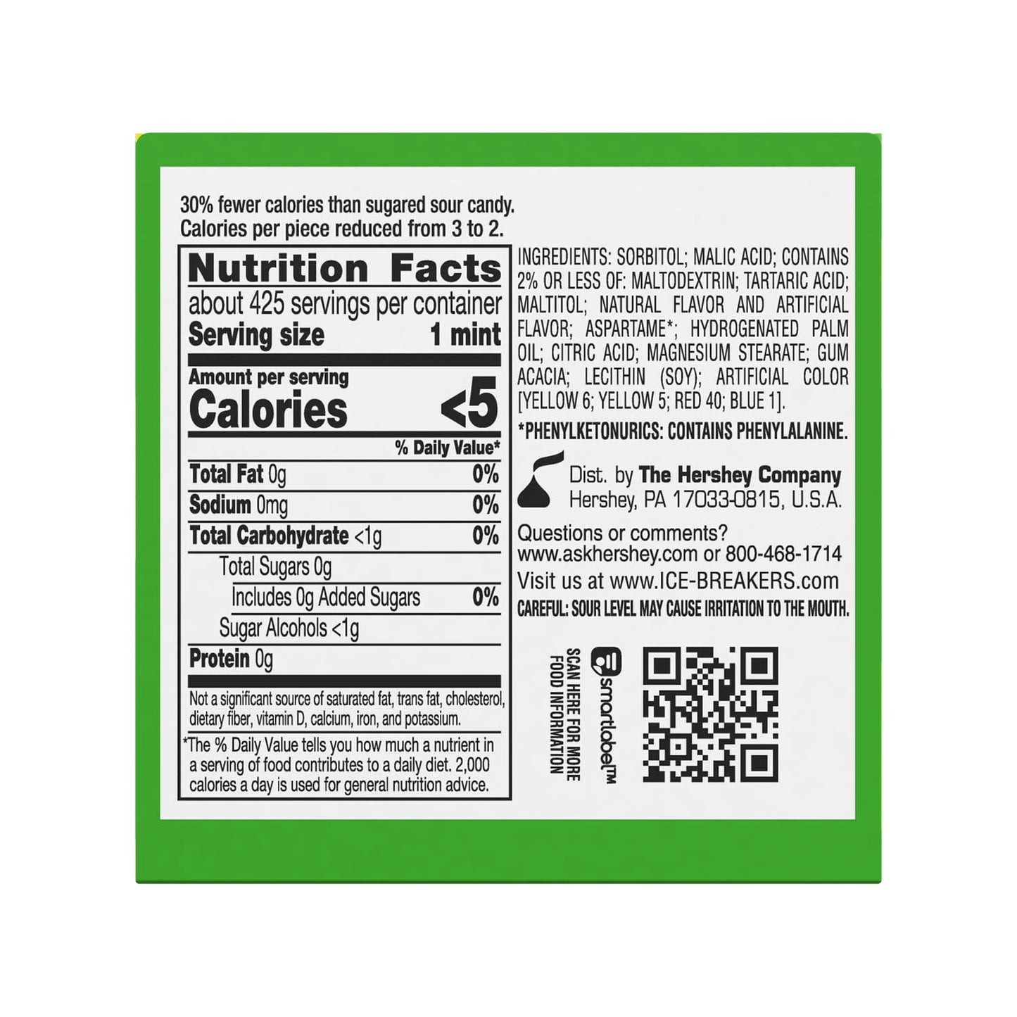 Ice Breakers Sours Assorted Fruit Flavored Sugar Free Mints, Tins 1.5 oz, 8 Count