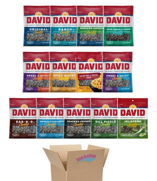 David Sunflower Seeds Variety Pack, 13 Flavors, 5.25 Ounce Each, 1 Bag per Flavor