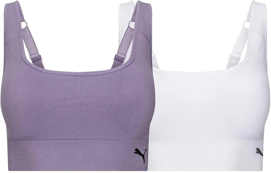 PUMA Women's Seamless Sports Bra White/Purple XL