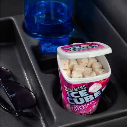 Ice Breakers Ice Cubes Raspberry Sorbet Sugar Free Chewing Gum, Bottles 3.24 oz, 6 Count, 40 Pieces