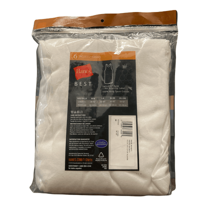 Hanes Best Men's Tagless 100% Cotton Tank Top 6 Pack (White, XL)