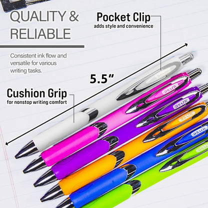 BAZIC Ciel Fuse Tech Ink Retractable Pen w/ Rubber Barrel, 0.7mm (2/Pack), 6-Pack