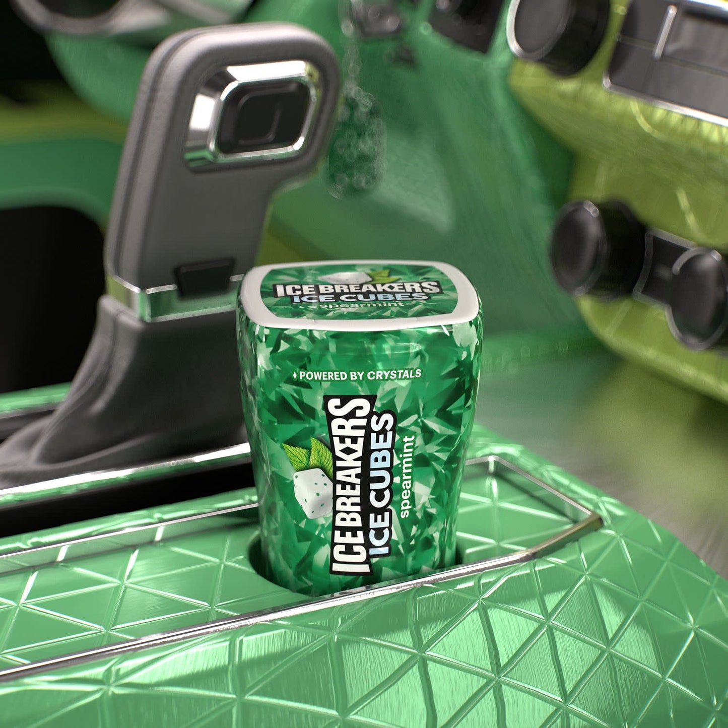 Ice Breakers Ice Cubes Spearmint Sugar Free Chewing Gum, Bottles 3.24 oz, 6 Count, 40 Pieces