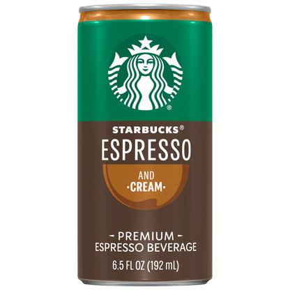 Starbucks Doubleshot Espresso & Cream Premium Coffee Drink, Ready To Drink Coffee, 6.5 fl oz Cans, 12 Pack