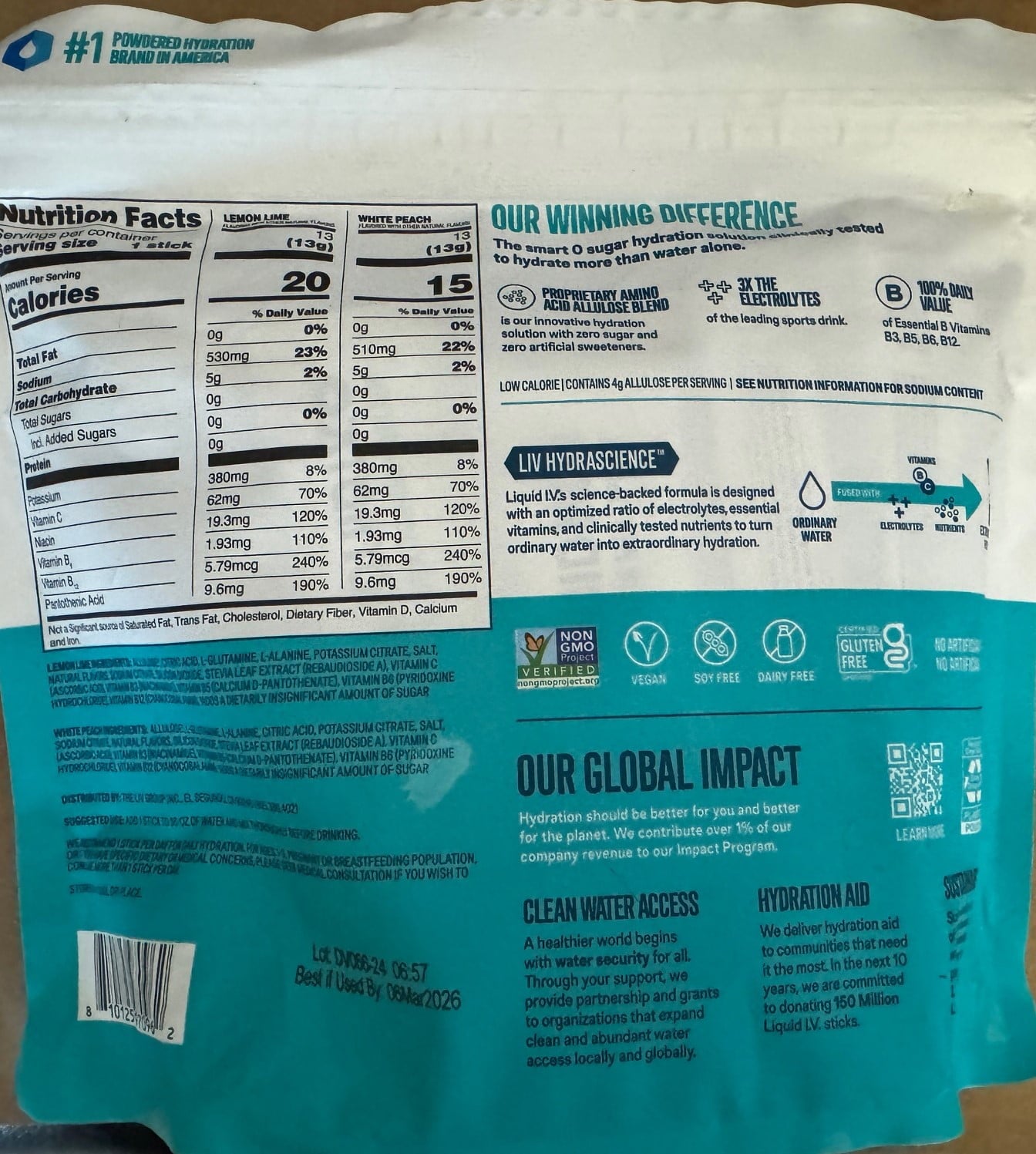 Liquid I.V. Hydration Multiplier, 26 Individual Serving Stick Packs in Resealable Pouch, Sugar Free, Variety Pack