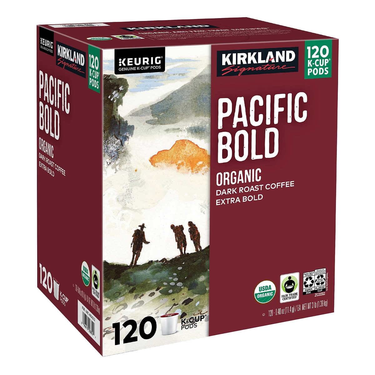 Kirkland Signature Coffee Organic Pacific Bold K-Cup Pod 120 Count