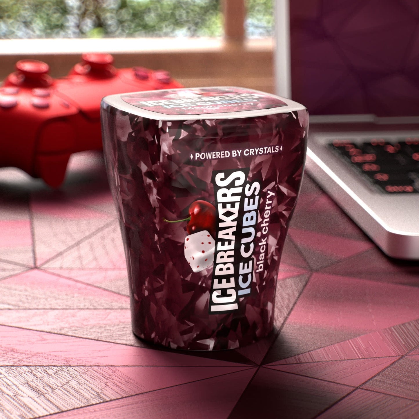 Ice Breakers Ice Cubes Black Cherry Sugar Free Chewing Gum, Bottles 3.24 oz, 6 Count, 40 Pieces