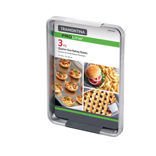 Tramontina Aluminum Baking Sheet Pans, Quarter Size, 9.5"L x 13"W, Set of 3