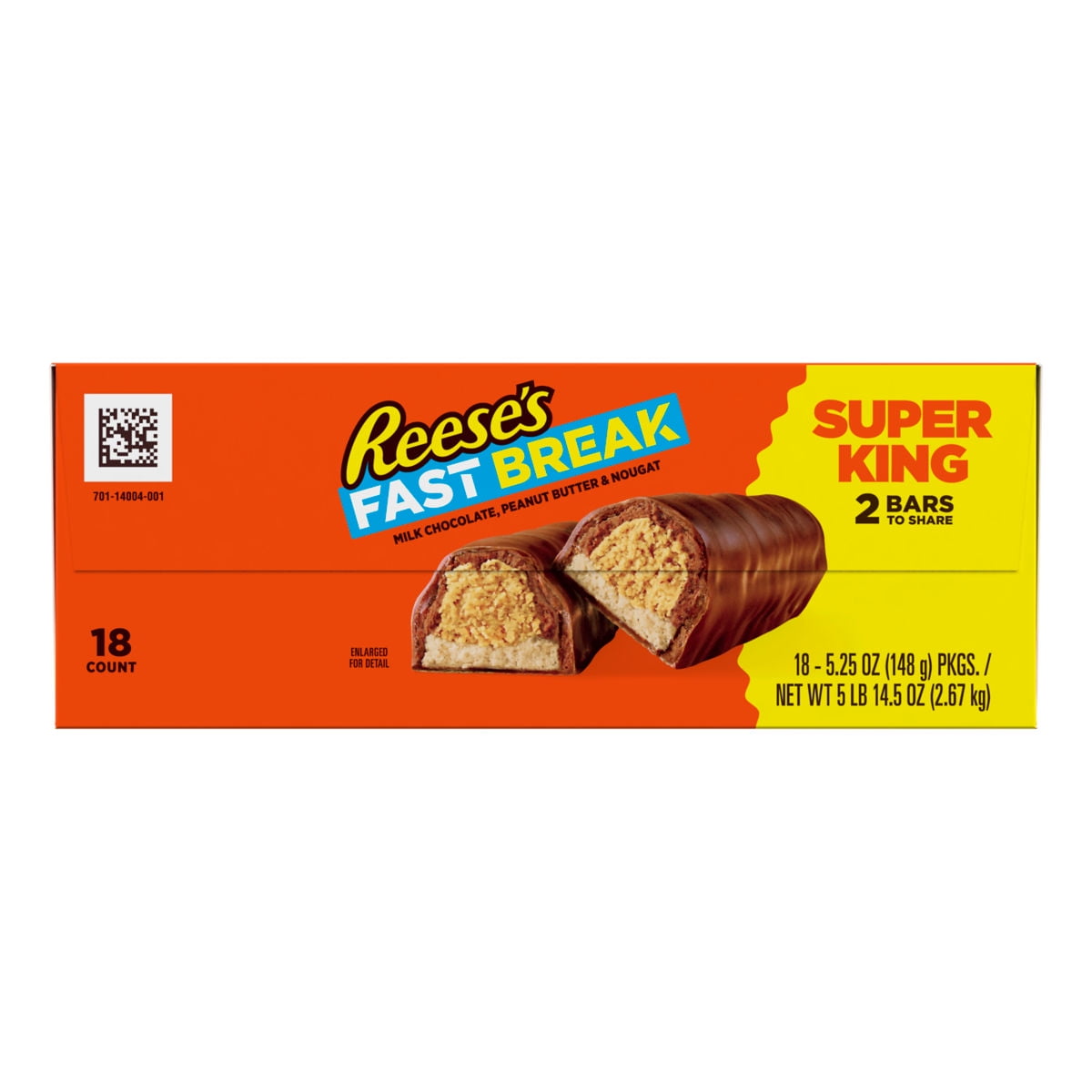 REESES FAST BREAK (MILK CHOCOLATE, PEANUT BUTTER & NOUGAT) SUPER KING SIZE BAR BOX
