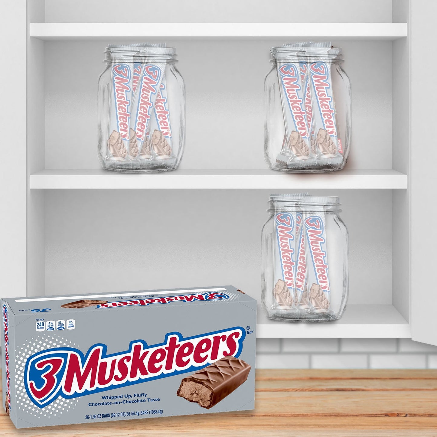 3 Musketeers Chocolate Candy Bars, Full Size - 1.92 oz, 36 ct