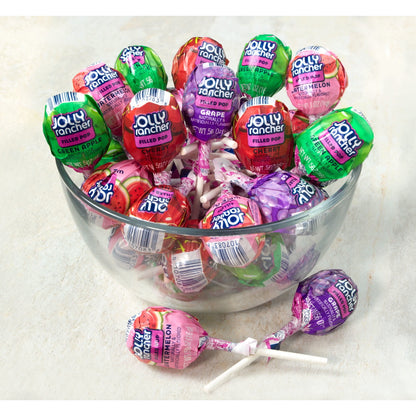 Jolly Rancher Filled Pops Assorted Fruit Flavored Candy, Box 56 oz, 100 Pieces