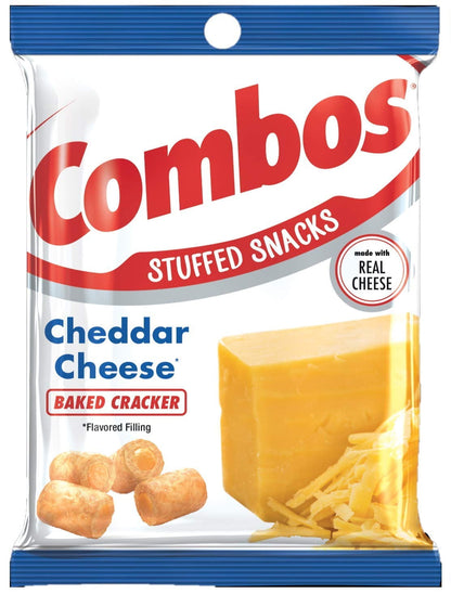 COMBOS Cheddar Cheese Cracker, Pepperoni Pizza, Pizzeria, Cheddar Cheese Pretzel, and Buffalo Blue Cheese, 6.3 Ounce (Pack of 5) - with Make Your Day Bag Clip