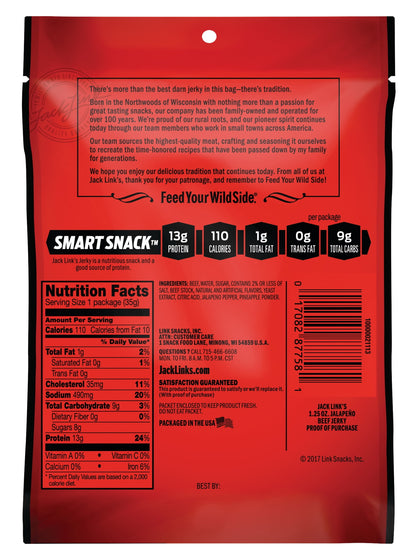 Jack Link's Beef Jerky, Jalapeno Carne Seca, 1.25oz, 10 CT
