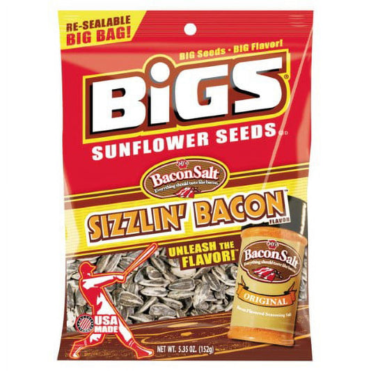 BIGS Bacon Salt Sizzlin' Bacon Sunflower Seeds, 5.35-Ounce Bag Pack of 14