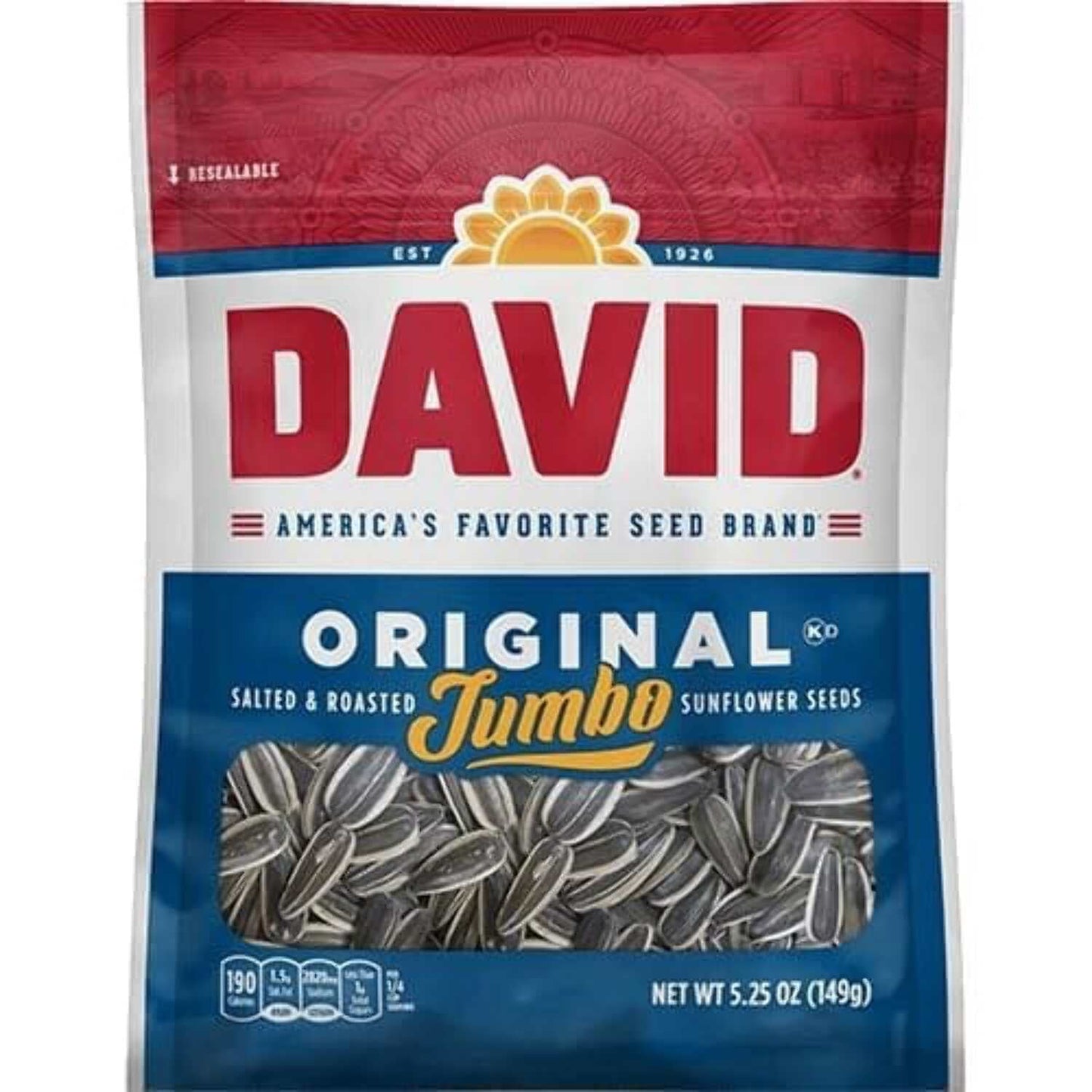 David Sunflower Seeds Variety Pack, 4 Essential Flavors, 5.25 Ounce Each, 1 Bag per Flavor