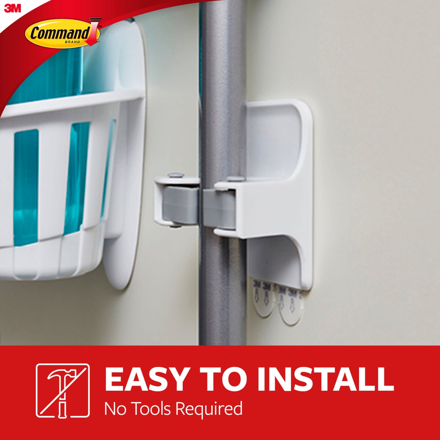 Command Broom and Mop Grippers Wall Hook, White, Damage Free Organizing, 2 Hangers